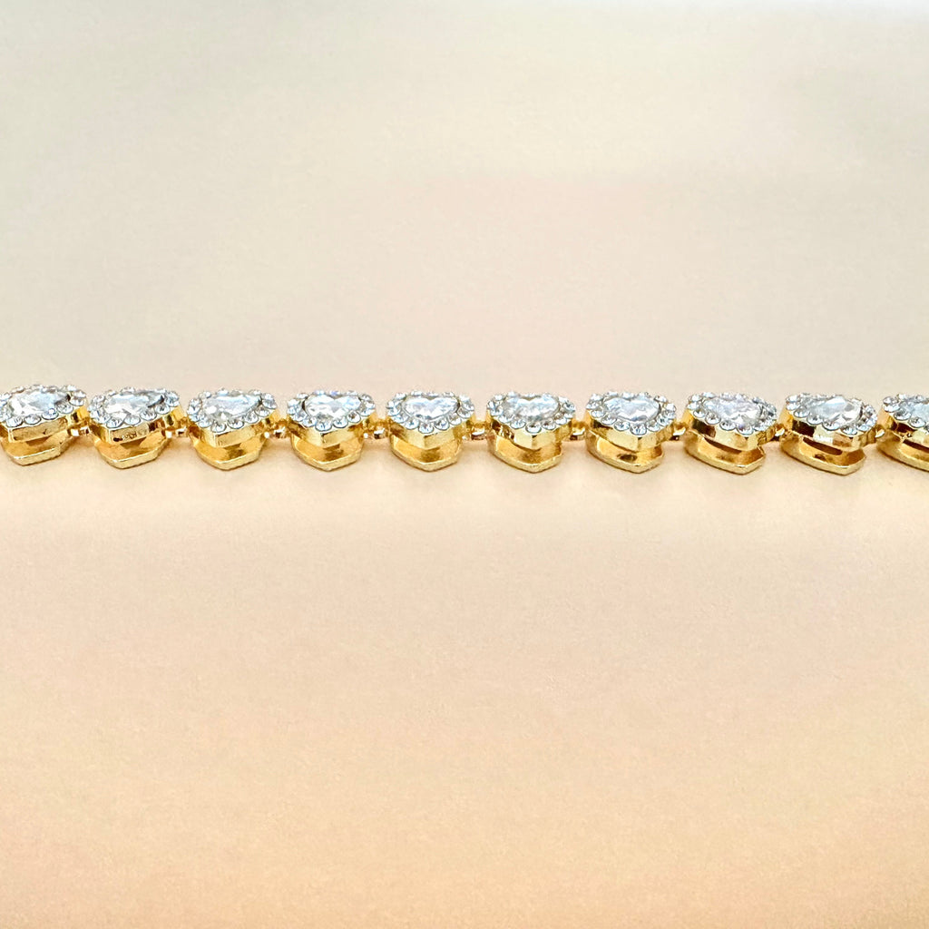 Shiny Heart-Shaped Rhinestone Stainless Steel Bracelet