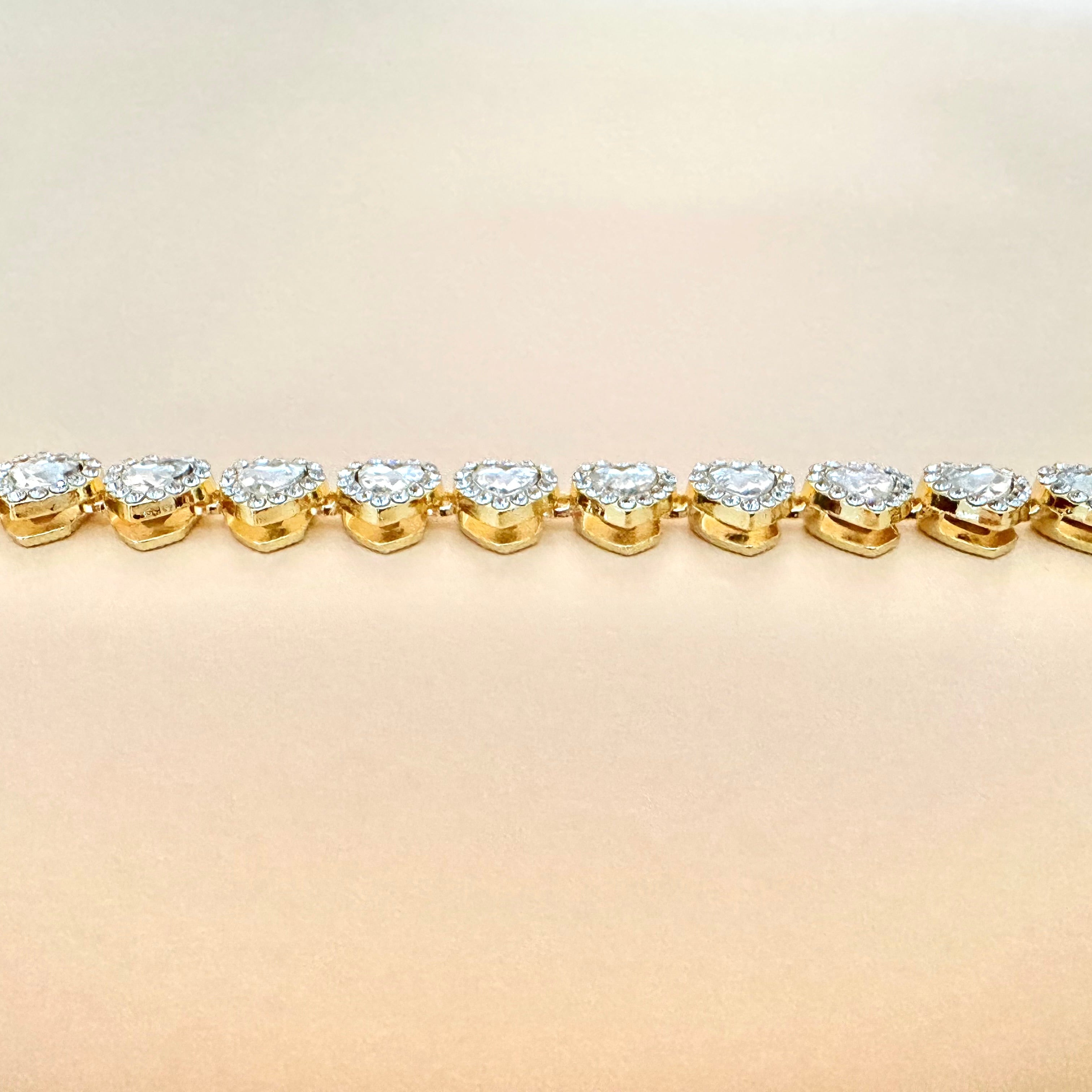 Shiny Heart-Shaped Rhinestone Stainless Steel Bracelet