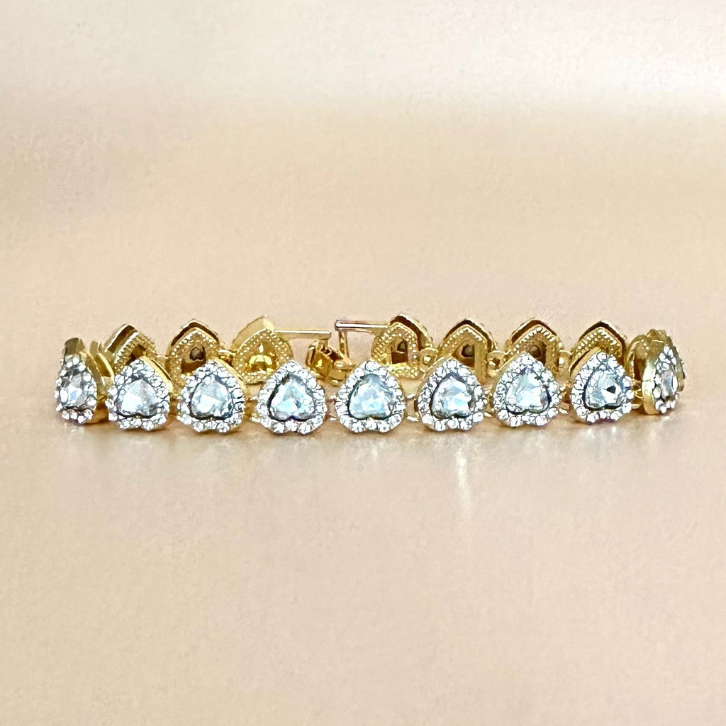 Shiny Heart-Shaped Rhinestone Stainless Steel Bracelet