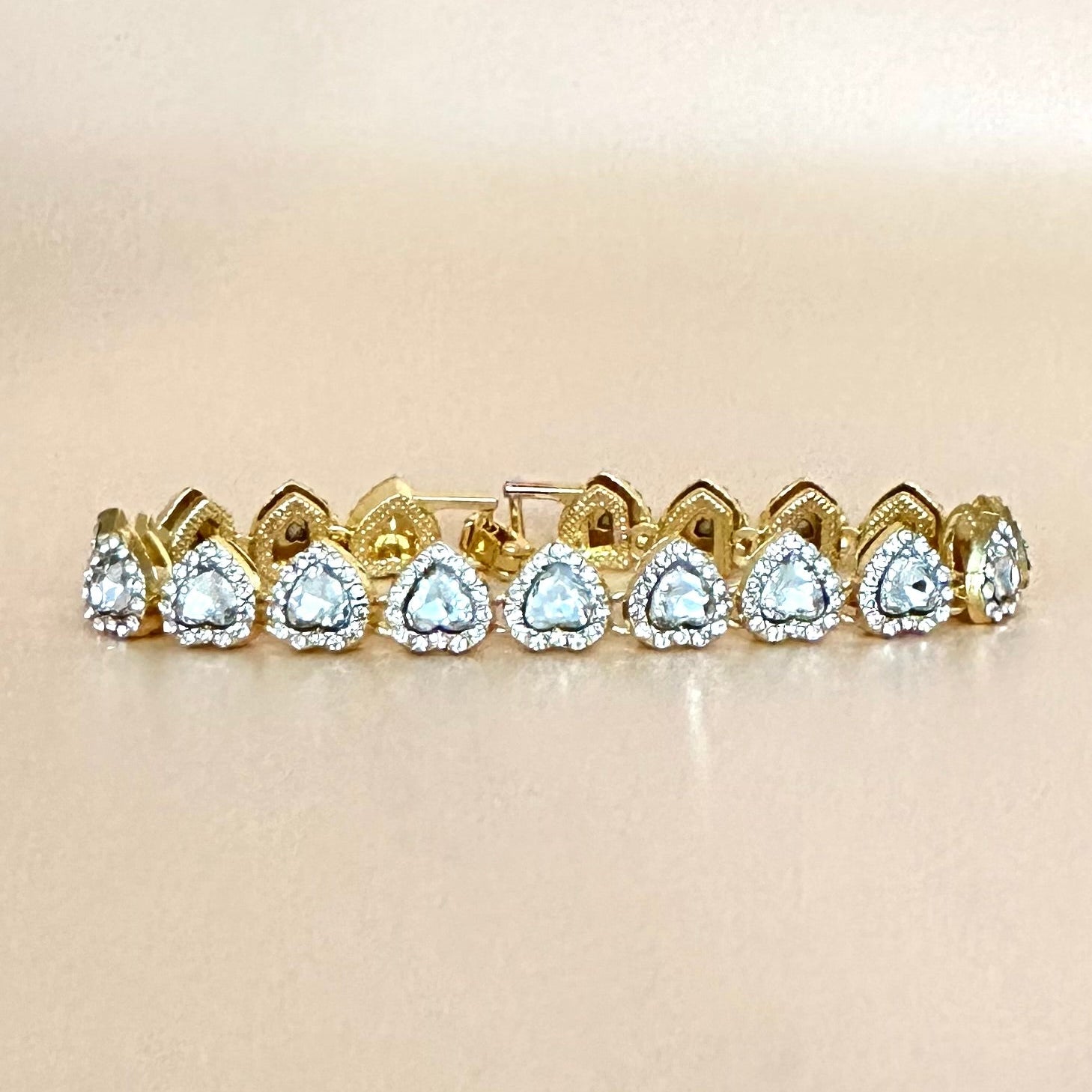 Shiny Heart-Shaped Rhinestone Stainless Steel Bracelet