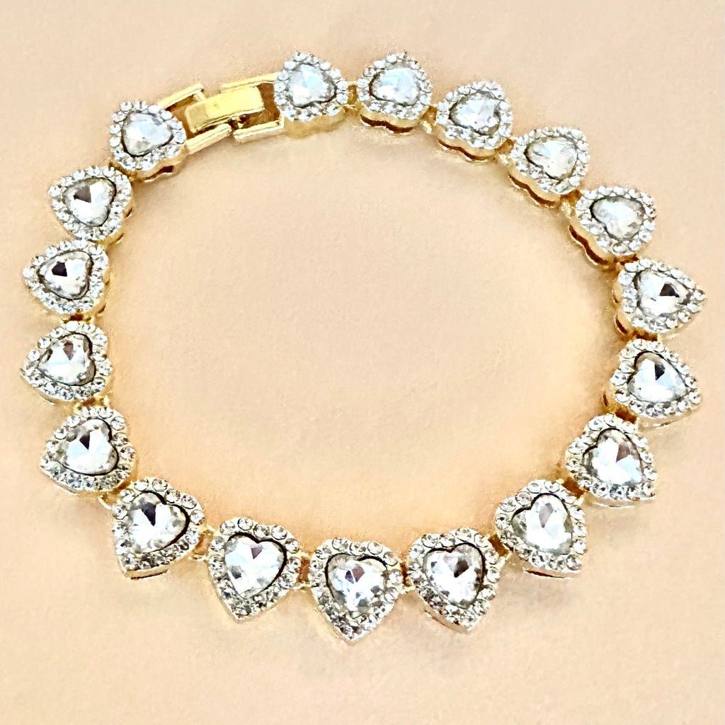 Shiny Heart-Shaped Rhinestone Stainless Steel Bracelet